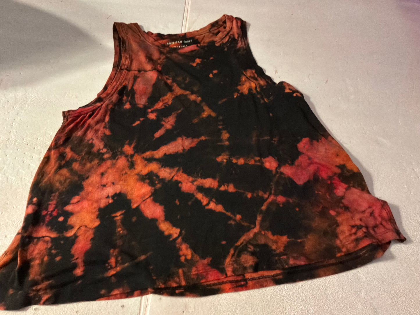 Hand-Dyed Acid Wash Muscle Tank – Red & Black Tie Dye