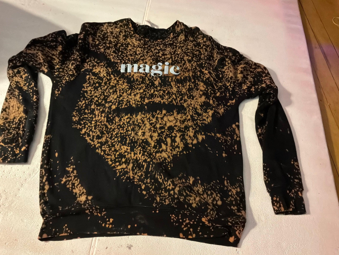 Hand-Dyed “Magic” Bleach Dye Tee – One of a Kind Graphic -SOLD