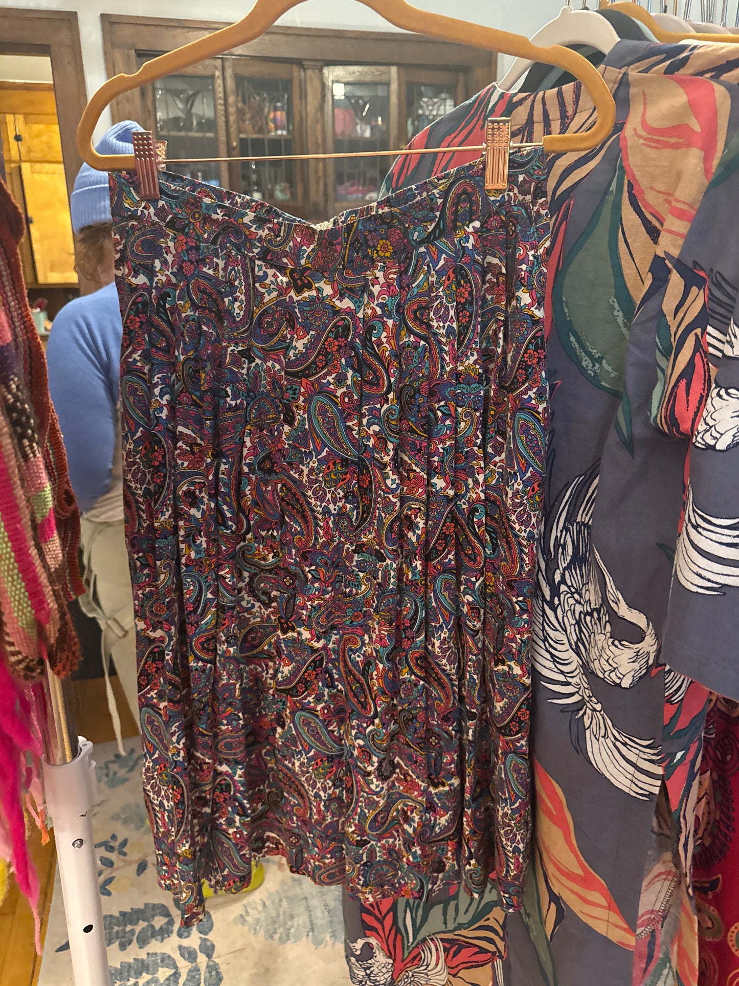 Pleated Paisley Skirt