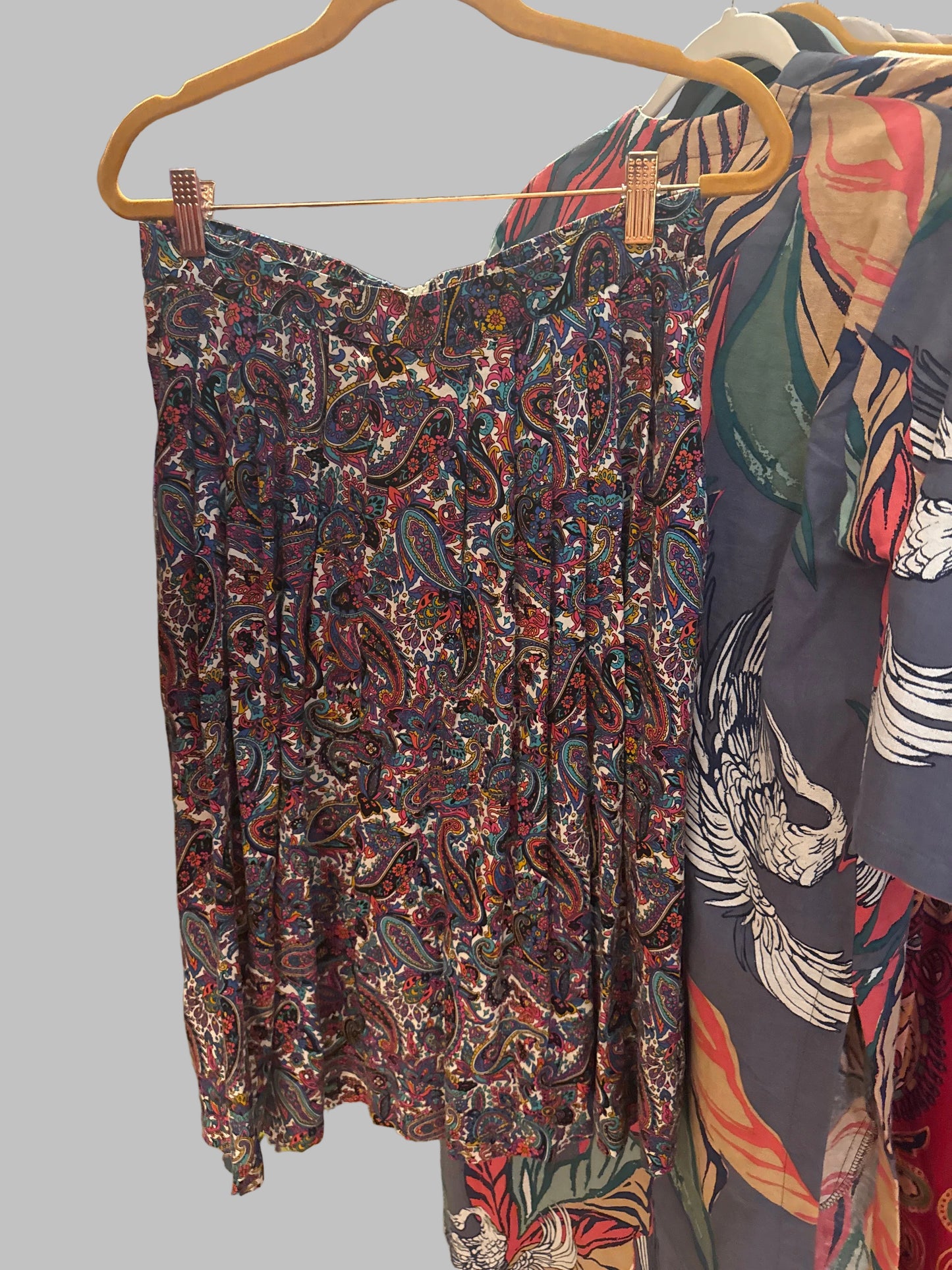 Pleated Paisley Skirt