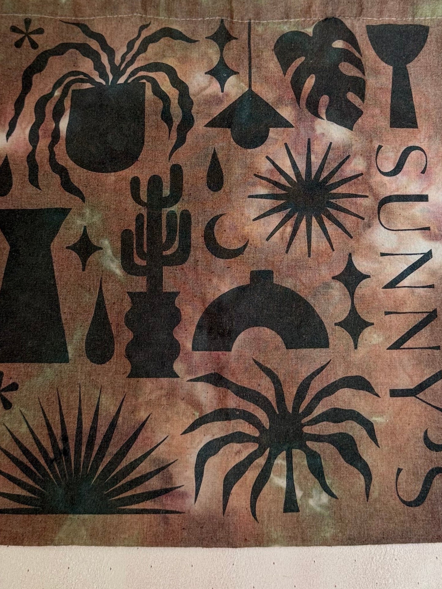 “Sunny” Symbols Tote — Hand-Dyed Earth Tones