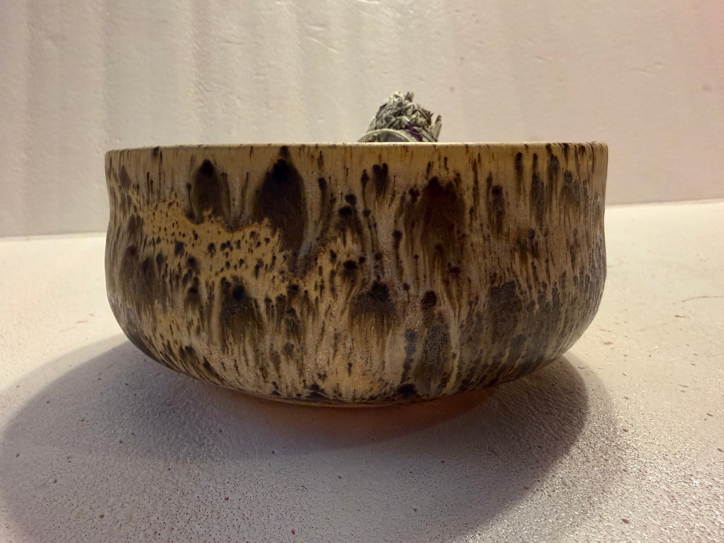 Hand thrown large mandala print ritual bowl