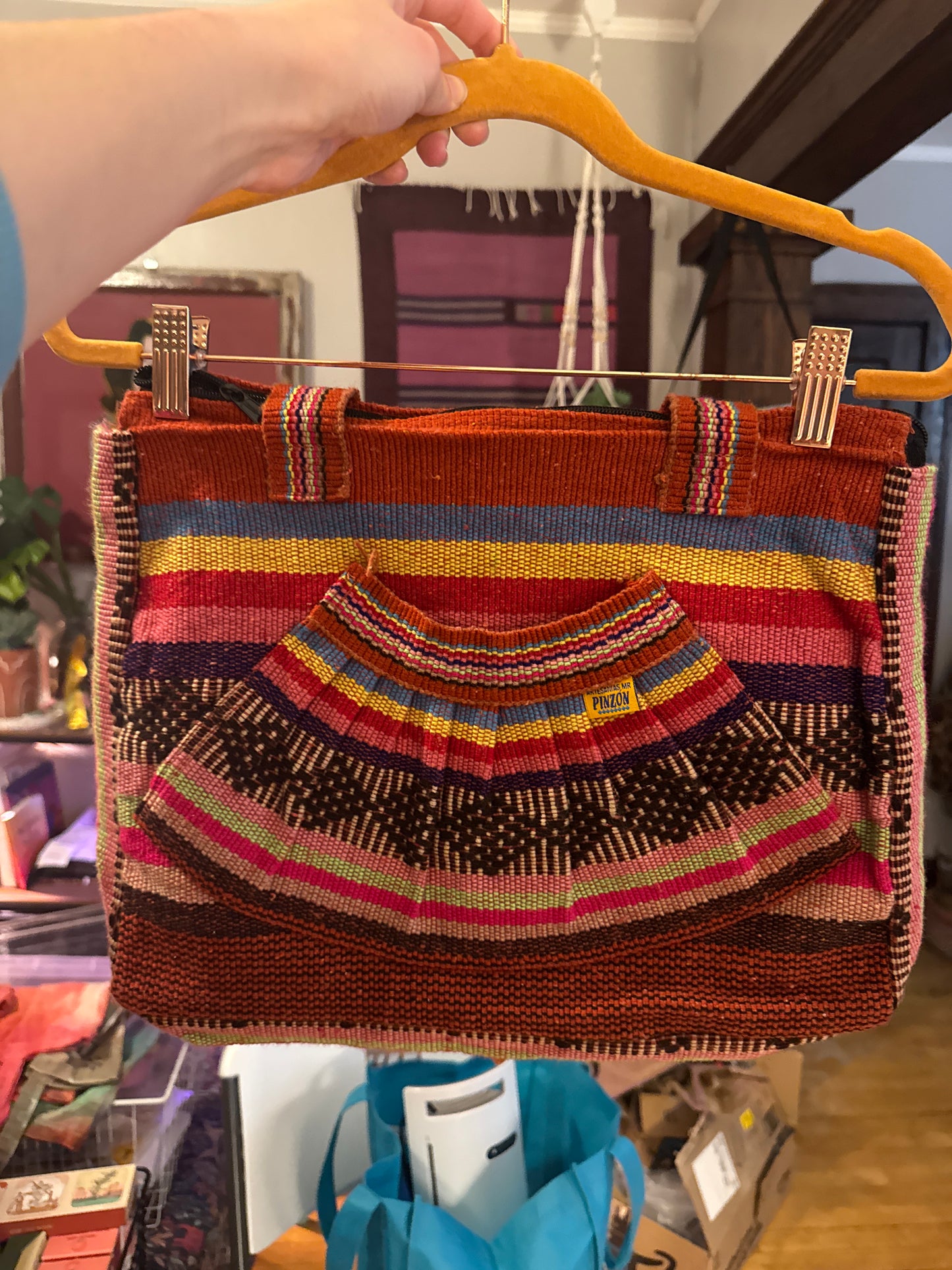 Woven Bag with Zipper Closure and Front Pocket