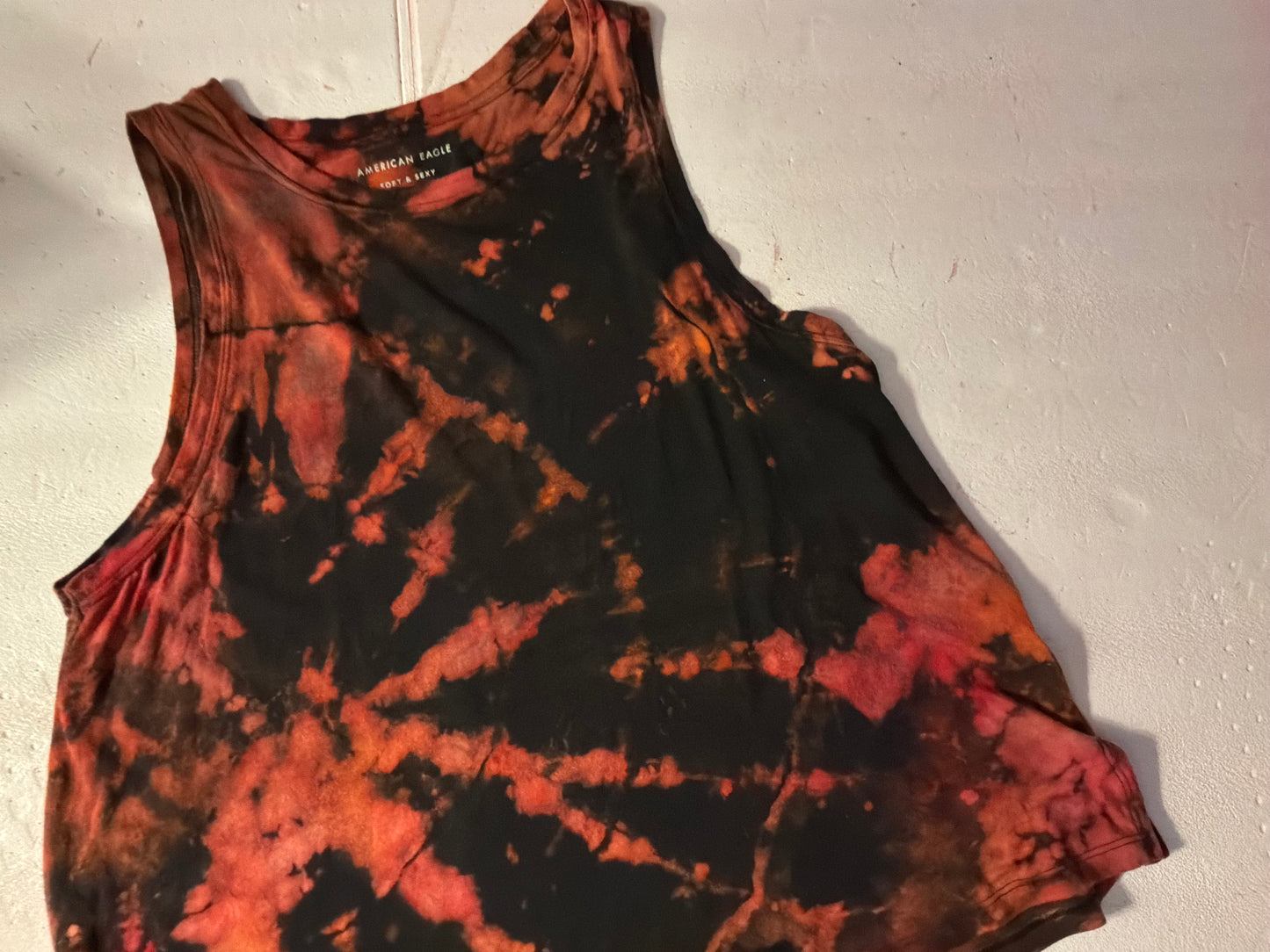 Hand-Dyed Acid Wash Muscle Tank – Red & Black Tie Dye
