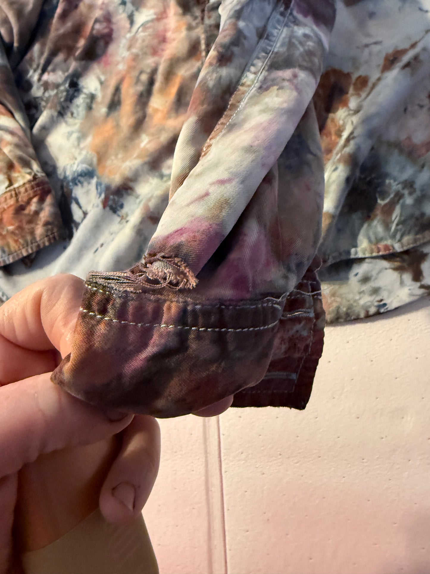 Geode chambray button down ice dyed top