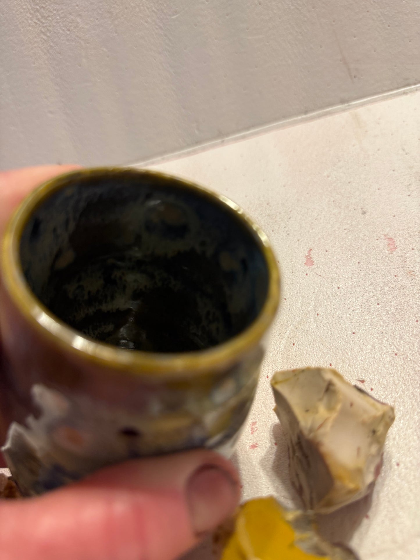 Large ceramic hand thrown cup- bee motif