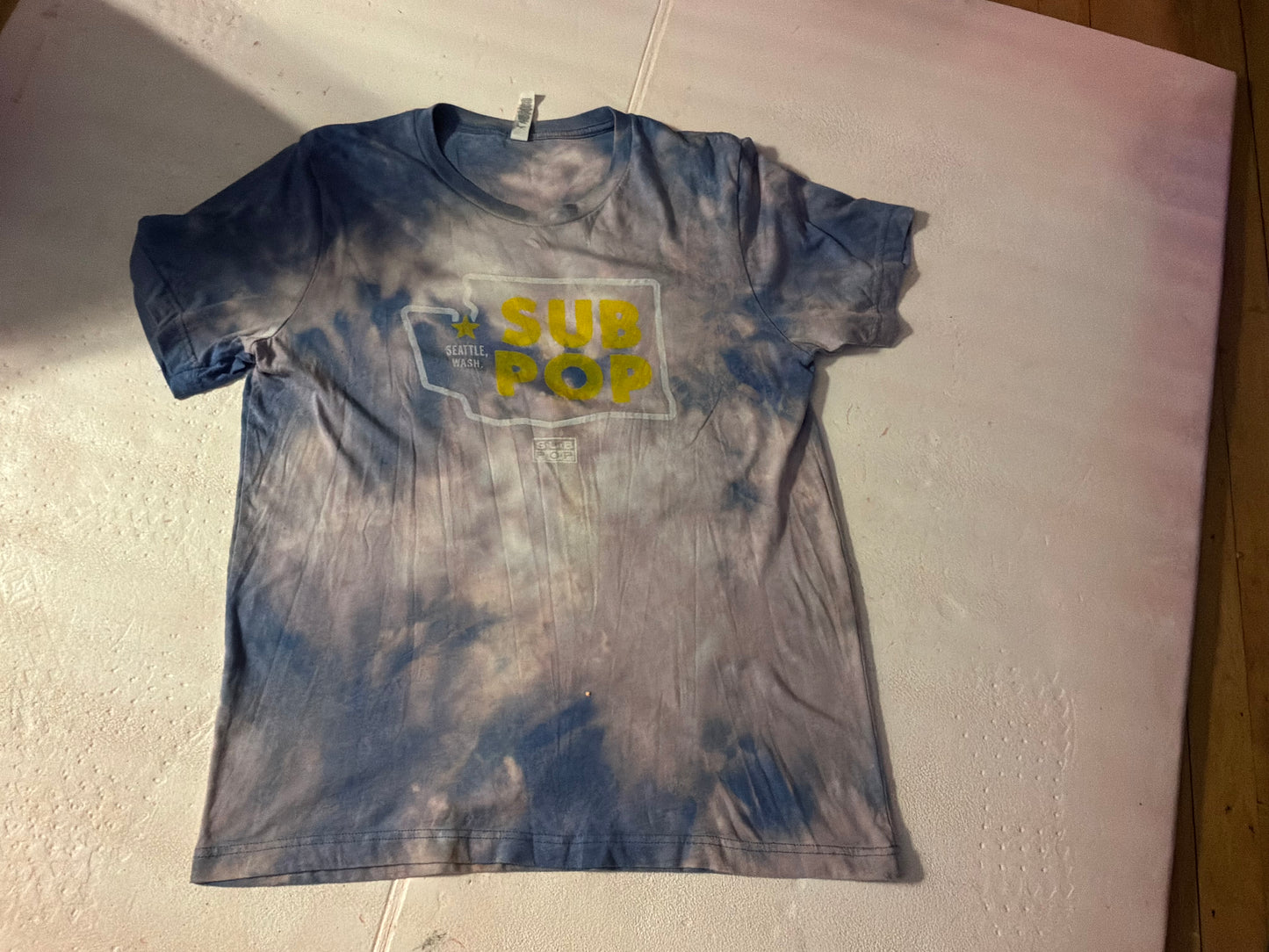 Hand-Dyed Sub Pop Seattle Tee – Blue Cloud Dye