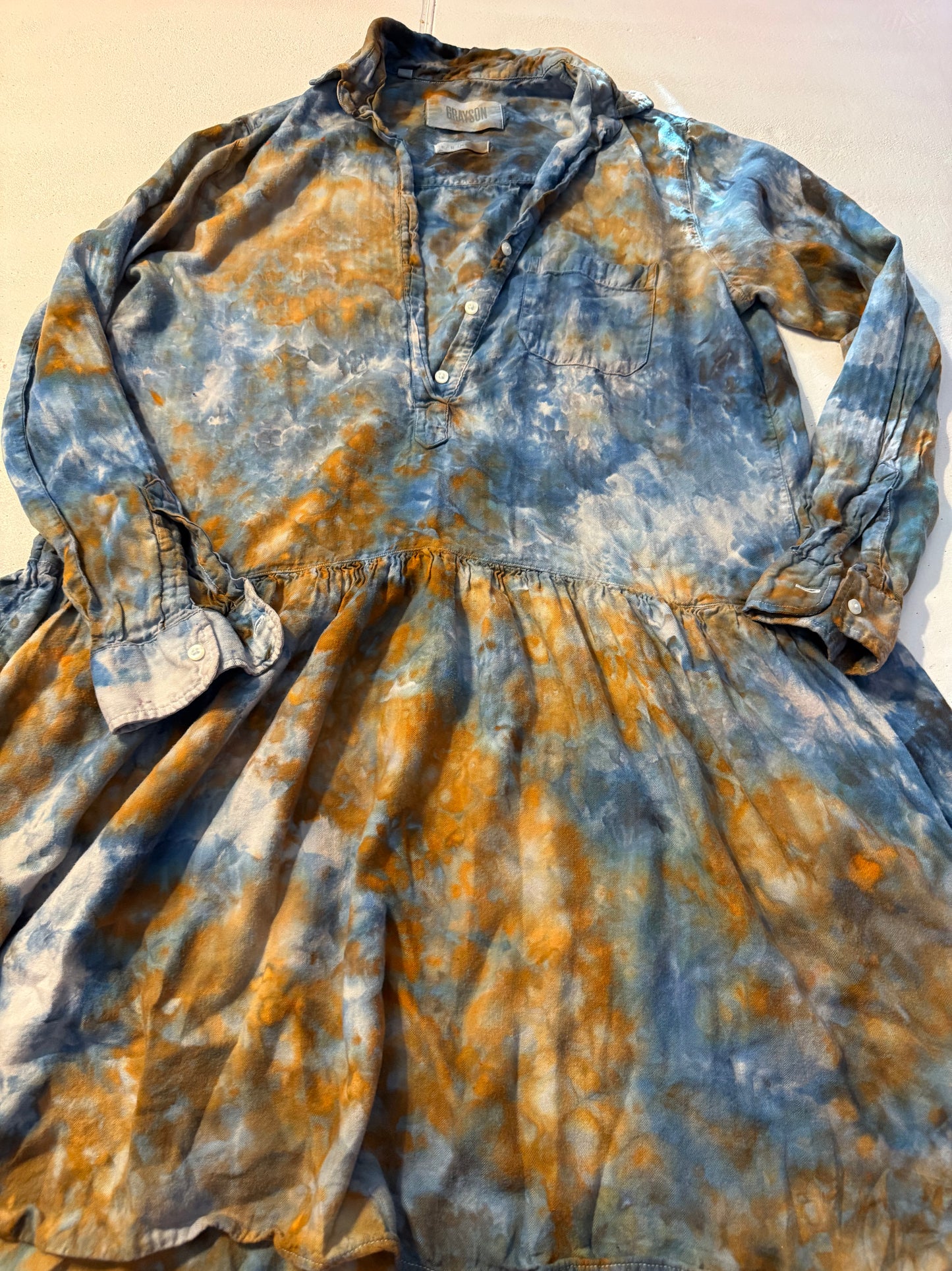 Hand dyed one of a kind shirt dress