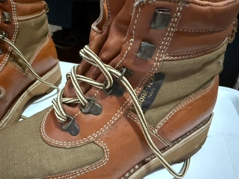Vintage Leather and Canvas Hiking Boots. Beautiful!