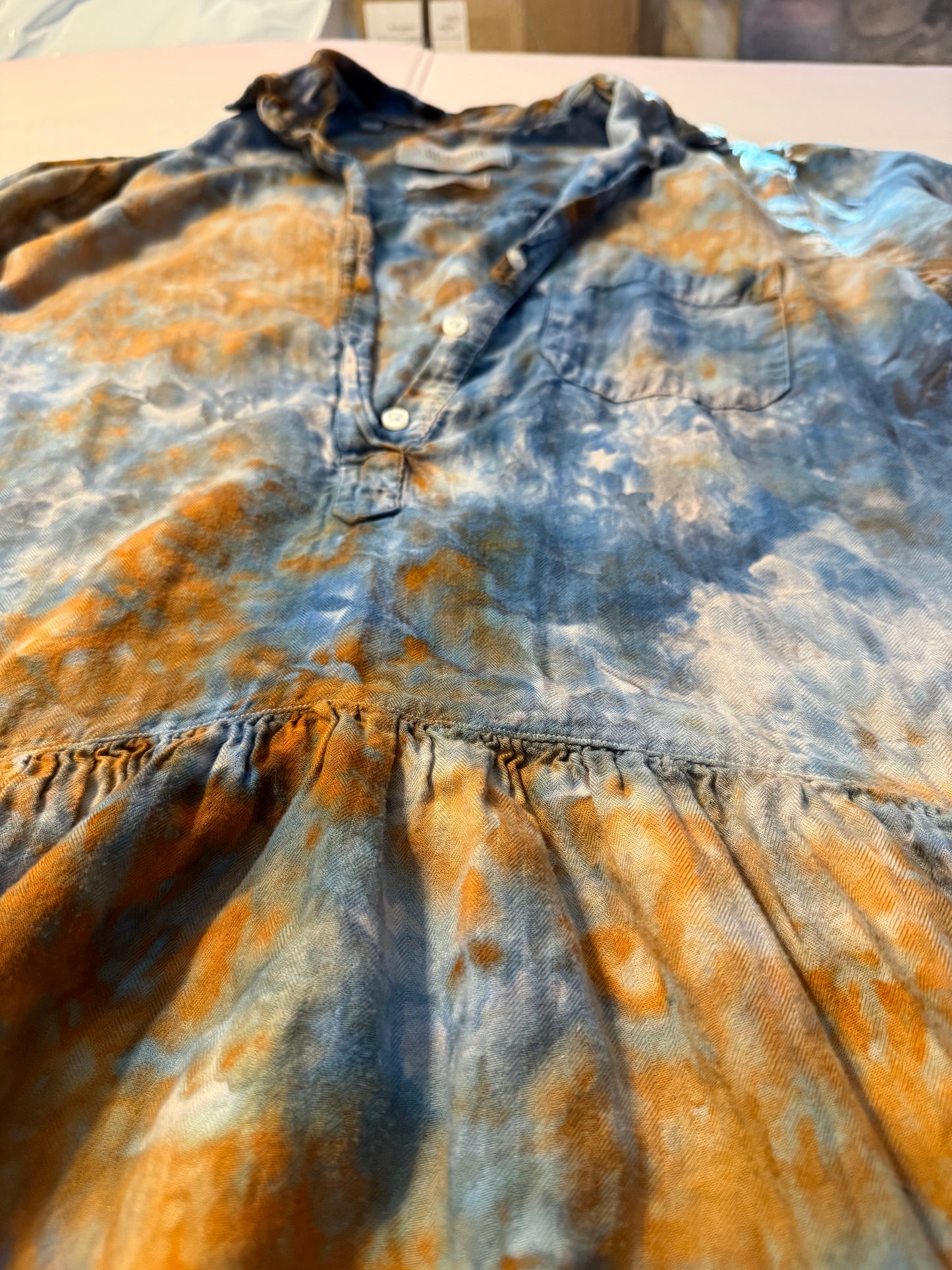Hand dyed one of a kind shirt dress