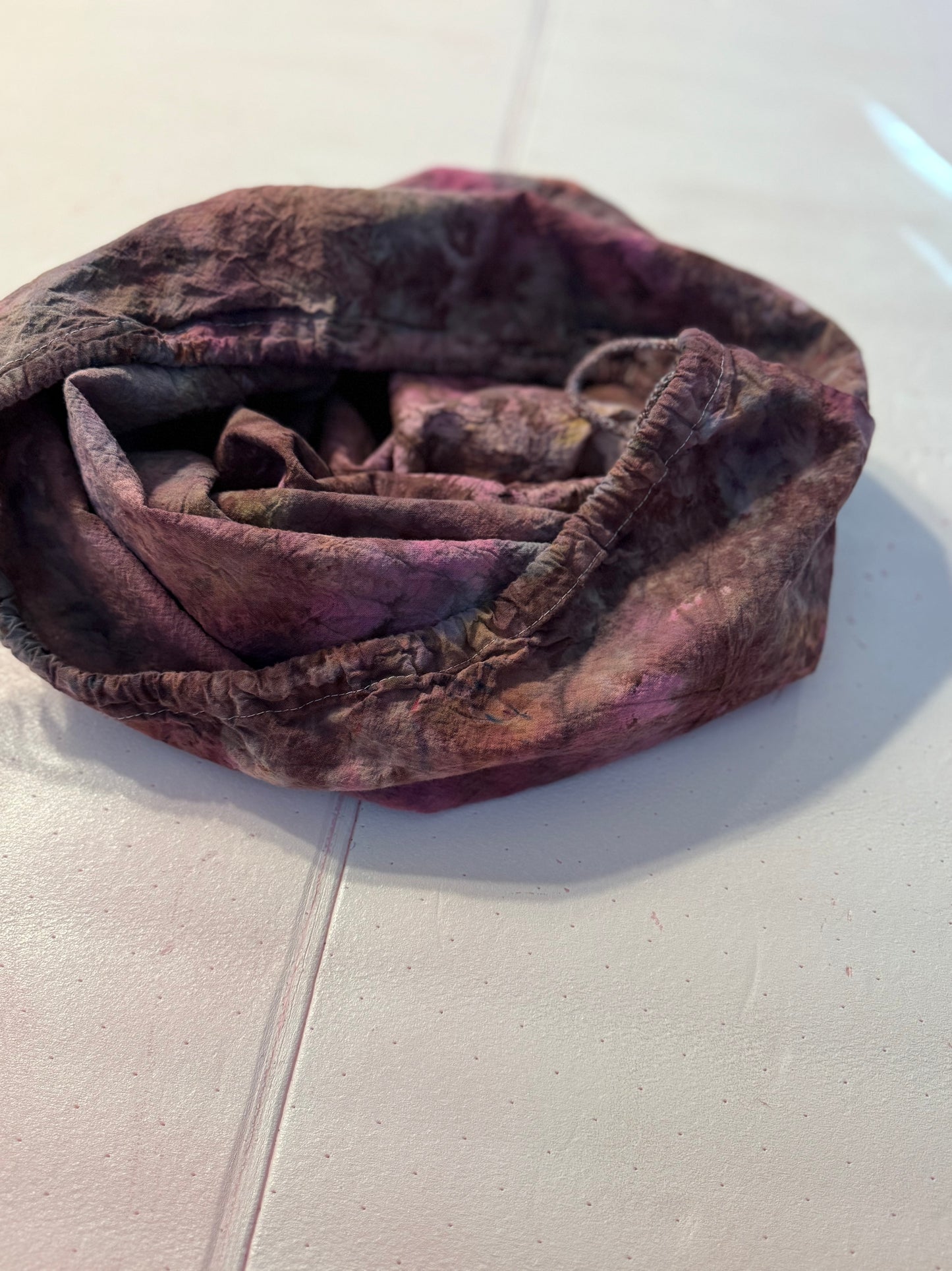 Plum geode printed cotton laundry bag with drawstring