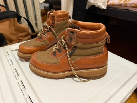 Vintage Leather and Canvas Hiking Boots. Beautiful!