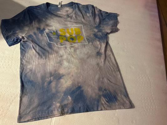 Hand-Dyed Sub Pop Seattle Tee – Blue Cloud Dye