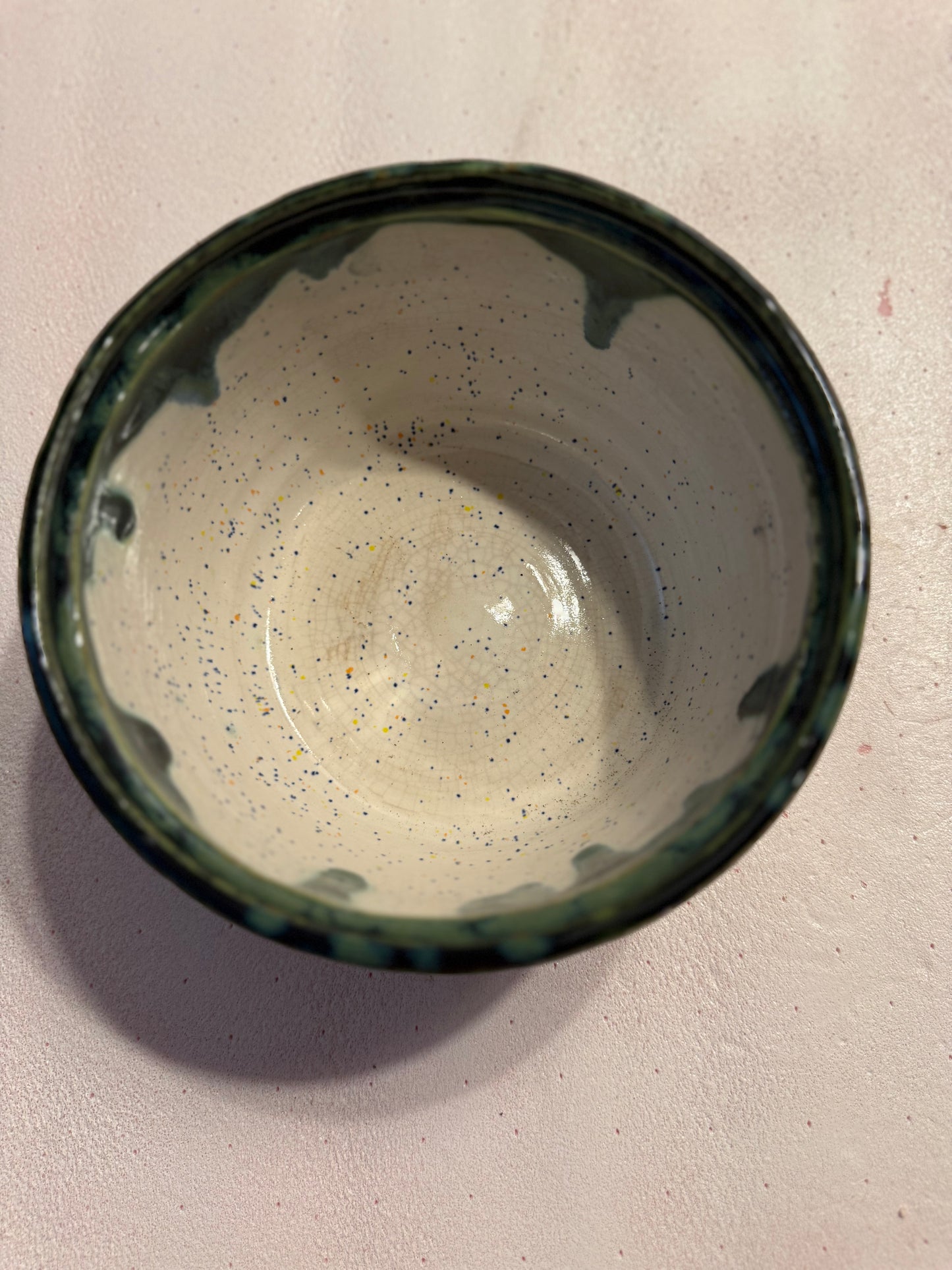 Giant botanical hand thrown drippy bowl