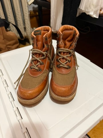 Vintage Leather and Canvas Hiking Boots. Beautiful!