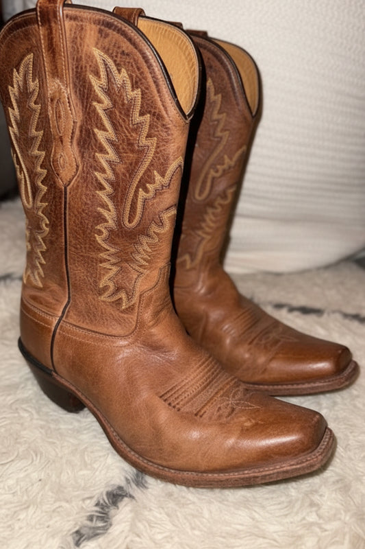 Womens Vintage Leather Cowboy Boots
