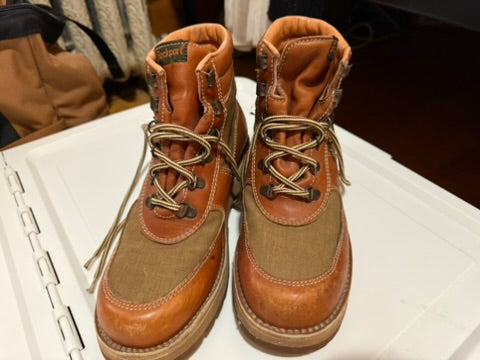 Vintage Leather and Canvas Hiking Boots. Beautiful!
