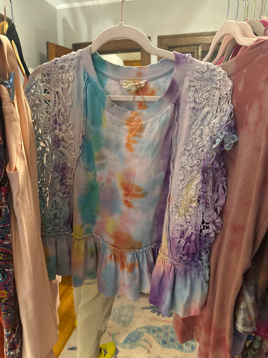 Anthropologie Lace Ice Dyed Top