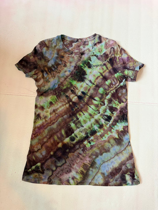 Hand-Dyed Embroidered Mamacita Tee – Earth + Moss Tones (One of One)
