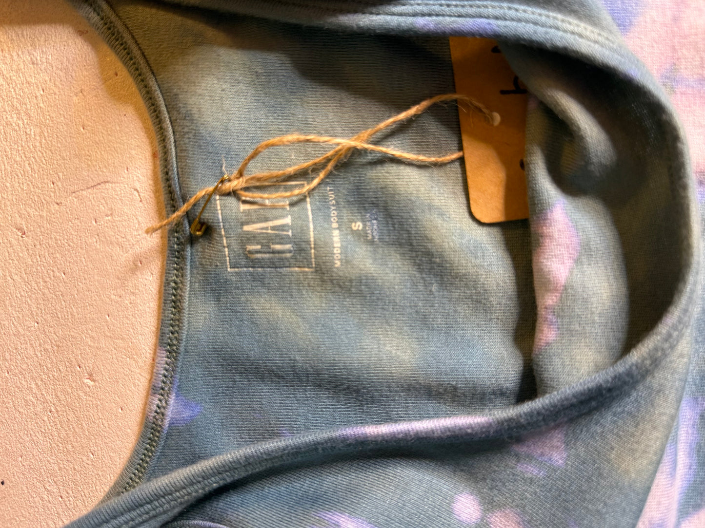 Hand-Dyed GAP Bodysuit – Deep Teal + Ice Burst (Size Small)
