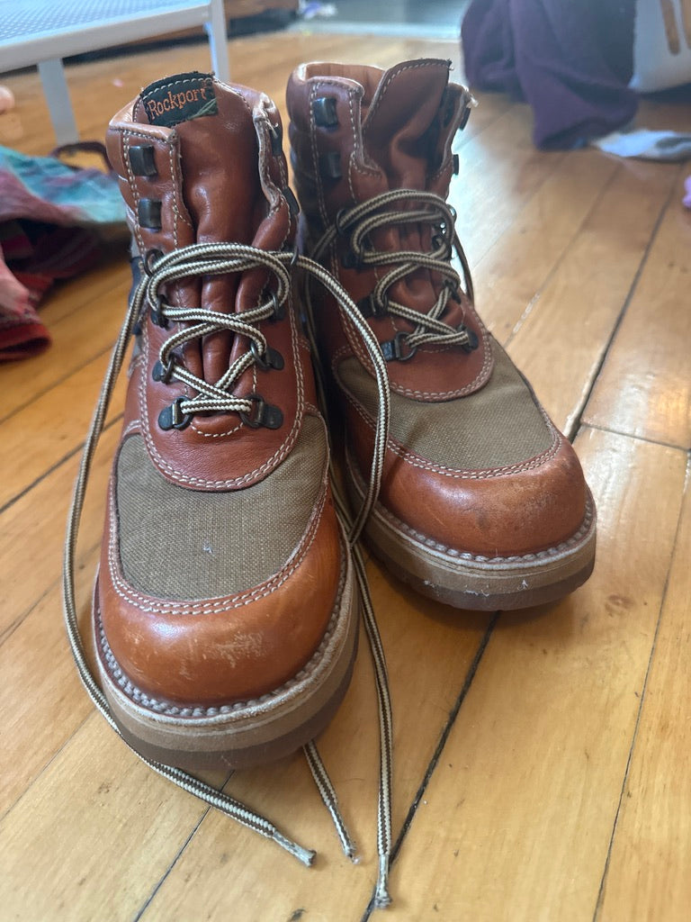 Vintage Leather and Canvas Hiking Boots. Beautiful!