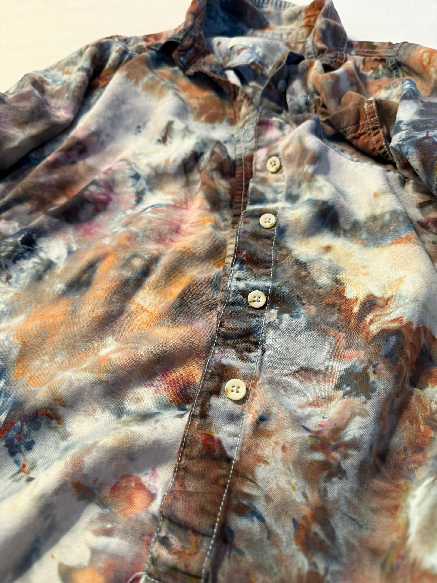 Geode chambray button down ice dyed top