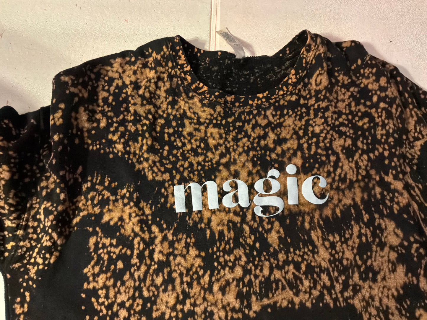 Hand-Dyed “Magic” Bleach Dye Tee – One of a Kind Graphic -SOLD