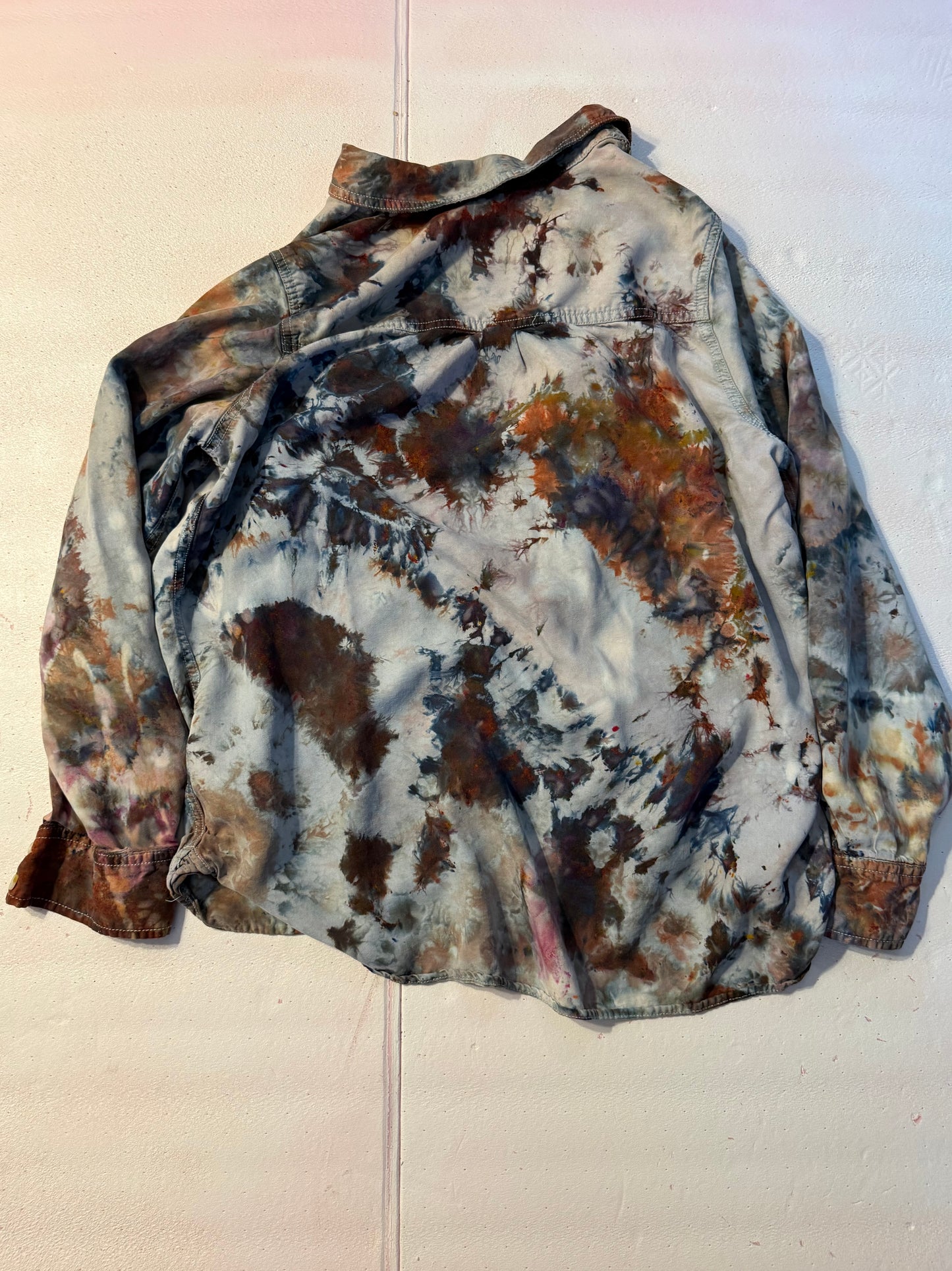 Geode chambray button down ice dyed top