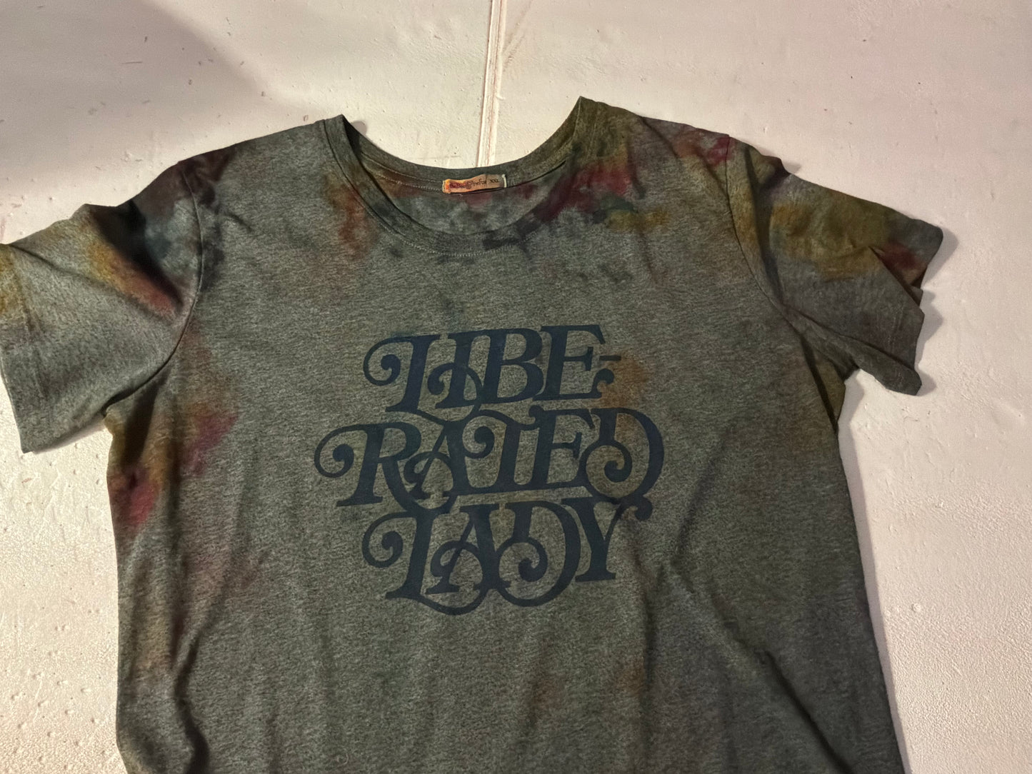 Hand-Dyed “Liberated Lady” Graphic Tee – Earth Tone Dye