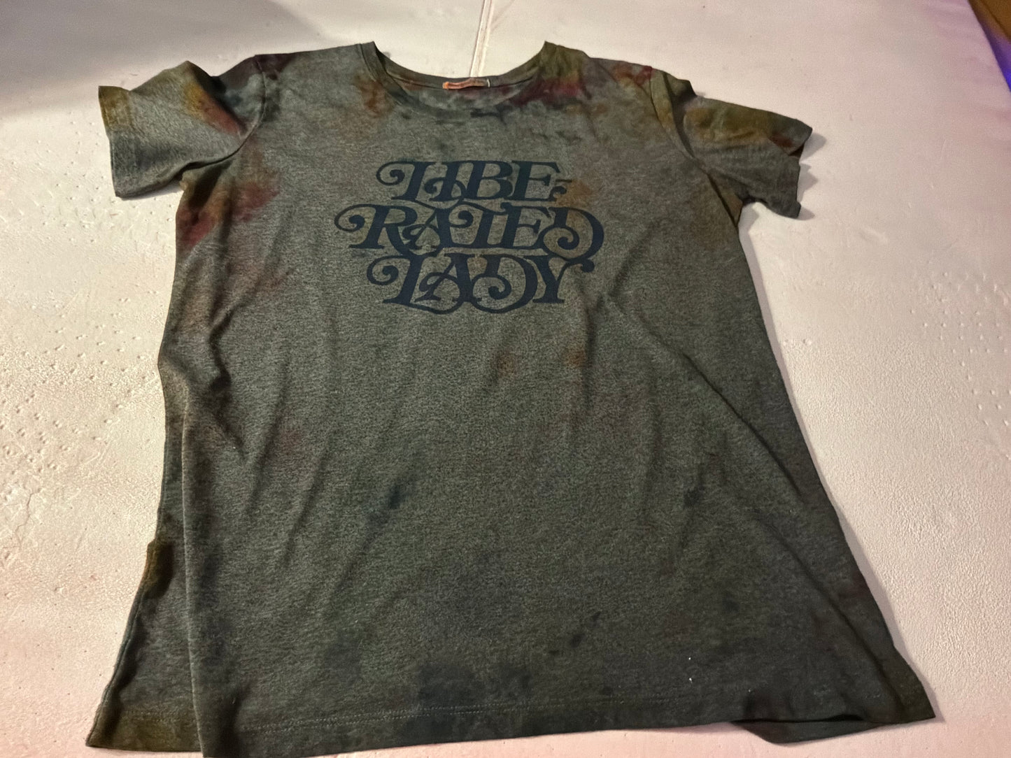 Hand-Dyed “Liberated Lady” Graphic Tee – Earth Tone Dye