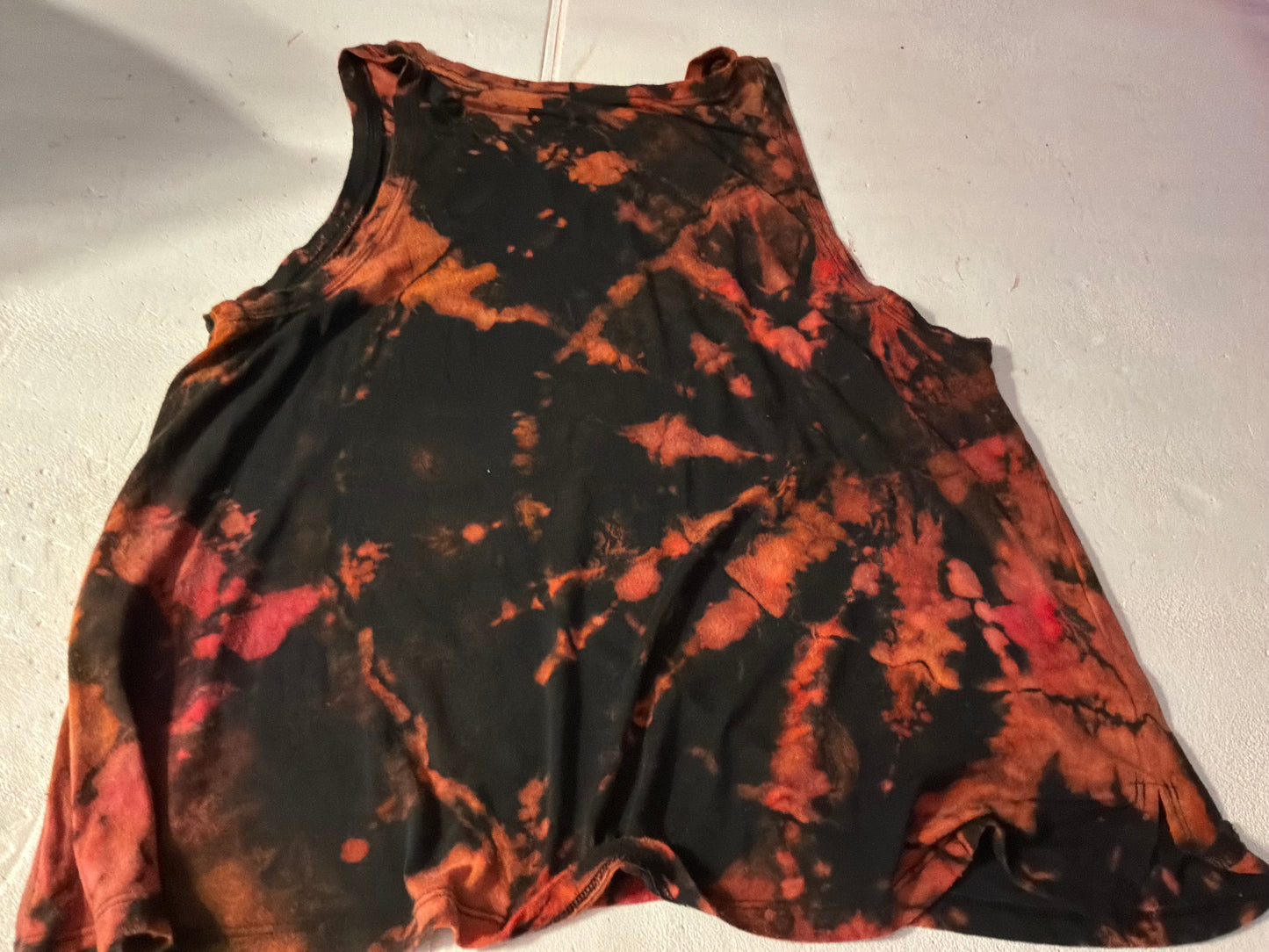 Hand-Dyed Acid Wash Muscle Tank – Red & Black Tie Dye