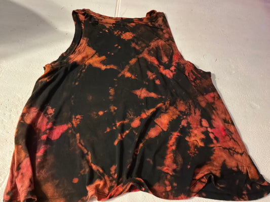 Hand-Dyed Acid Wash Muscle Tank – Red & Black Tie Dye