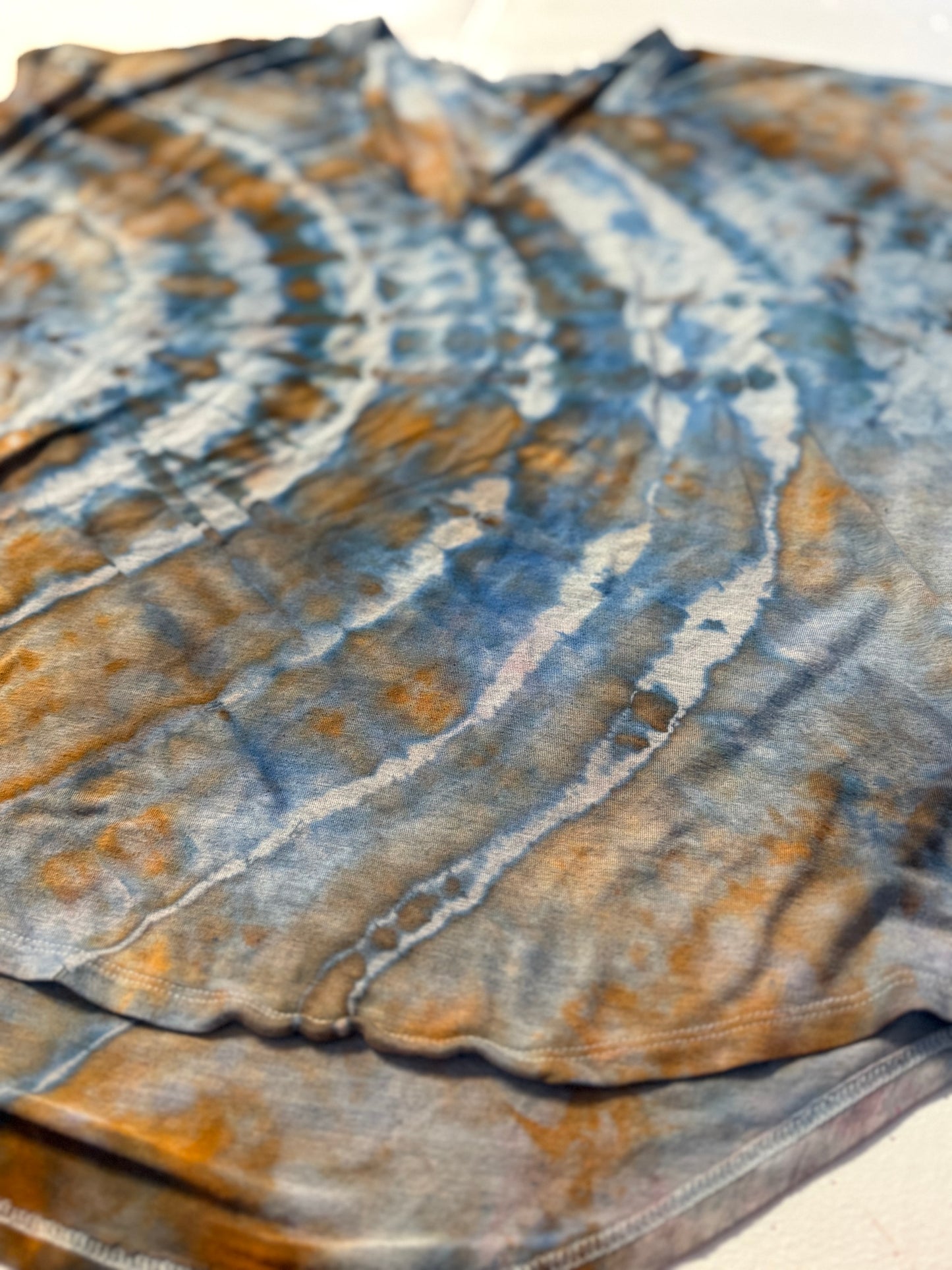 Hand dyed cosmic Ripple tee- blue gray