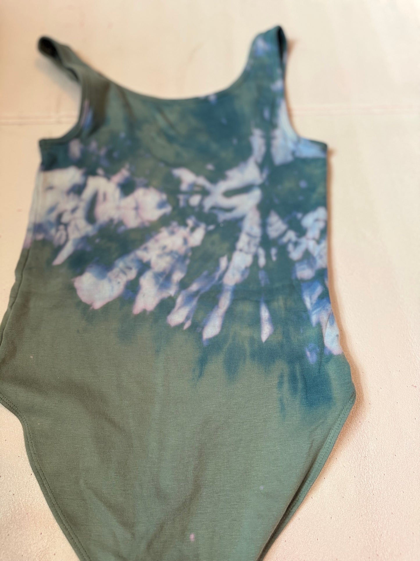 Hand-Dyed GAP Bodysuit – Deep Teal + Ice Burst (Size Small)