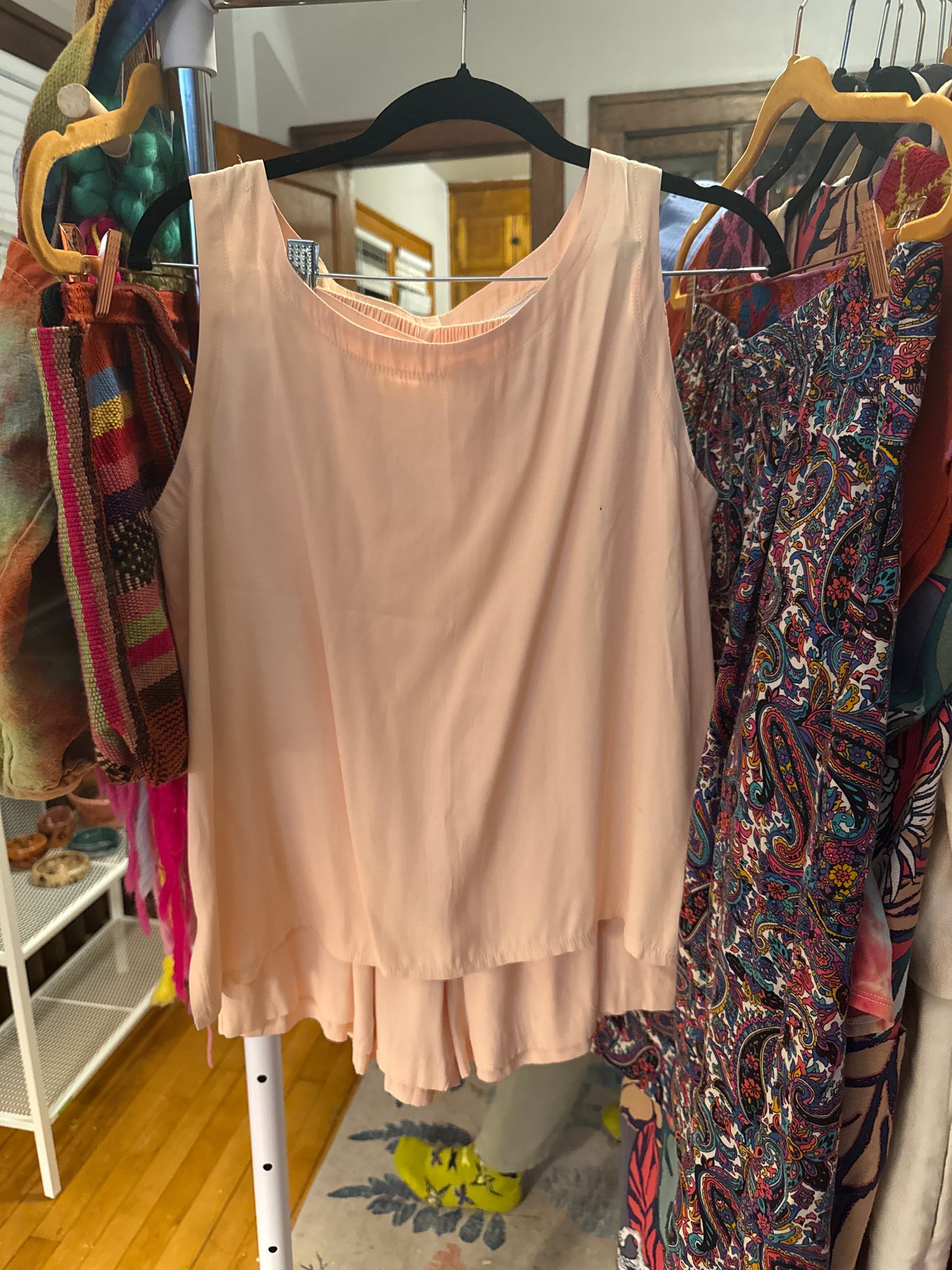 Cameron Douglas Peach Sleeveless Top and Pleated Short Set