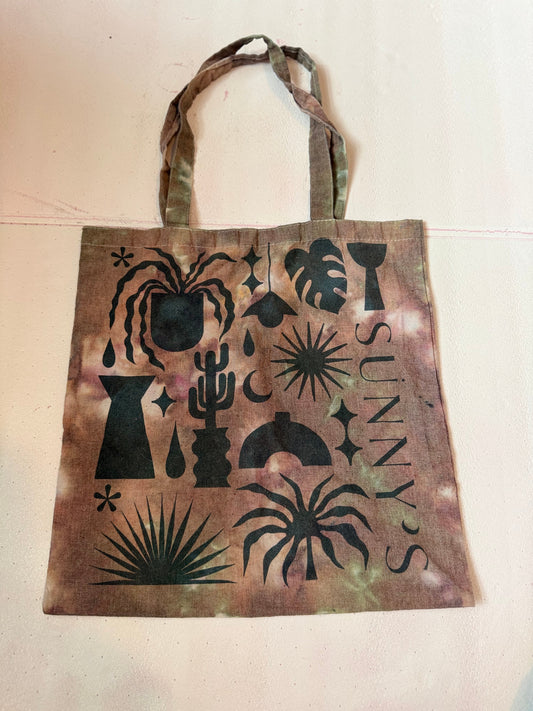 “Sunny” Symbols Tote — Hand-Dyed Earth Tones