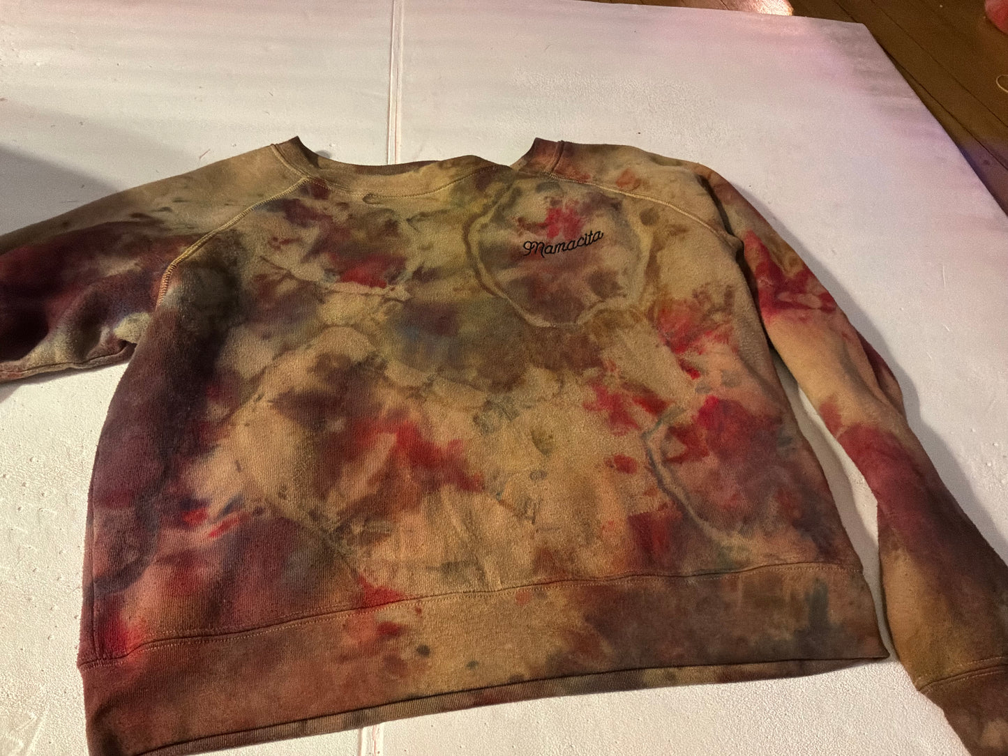 Hand-Dyed Earth Tone “Mamacita” Sweatshirt – Botanical Dye Inspired