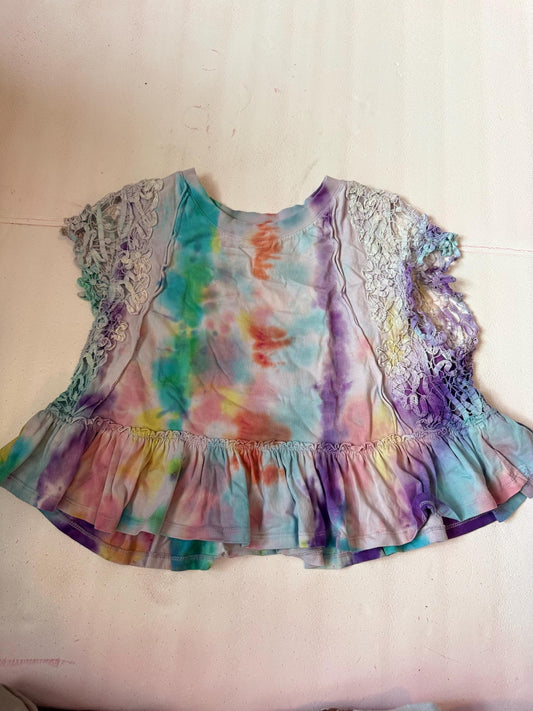Cosmic Babe Sleeveless Lace Trim Top- One of One Hand-Dyed Statement Shirt | Ruffles